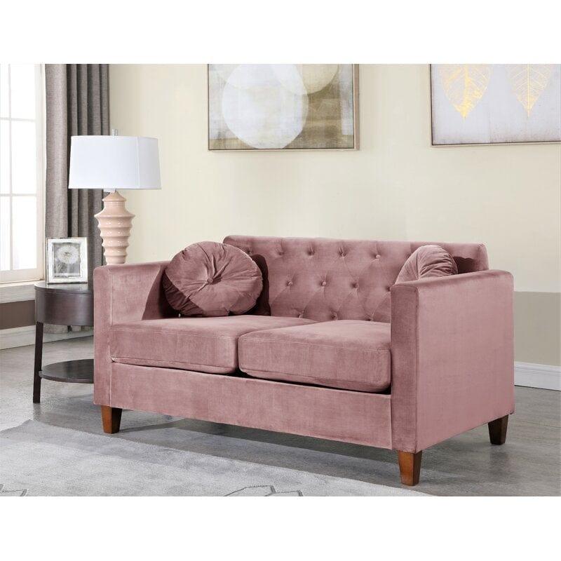 Velvet Square Arm Loveseat - Ouch Cart