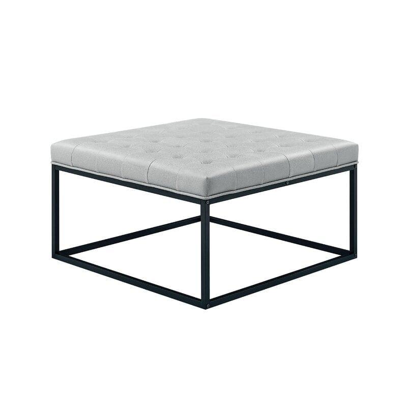 Living Room Coffee Table Wide Leatherette Tufted Square Cocktail Table, Large Bench - Ouch Cart