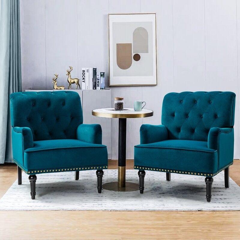Wide Tufted Armchair (Set of 2) - Ouch Cart