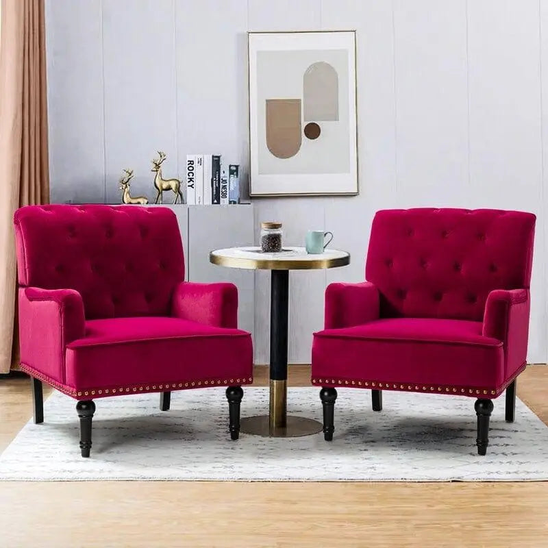 Wide Tufted Armchair (Set of 2) - Ouch Cart