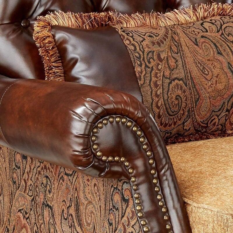 Wooden Handcarved Teak Wood Sofa Wide Tufted Armchair - Ouch Cart