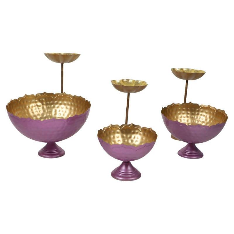 ELEGANT PINK TAJ BOWL URLI SET OF 3. - Ouch Cart