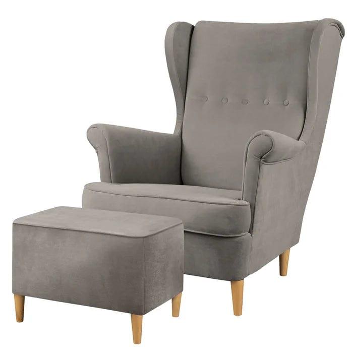 Mallmon wing chair with footstool - Ouch Cart