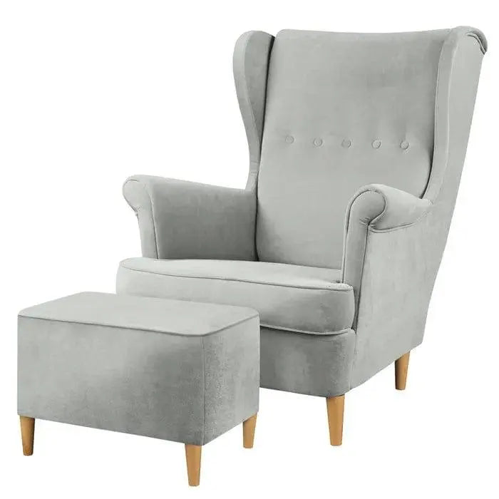 Mallmon wing chair with footstool - Ouch Cart