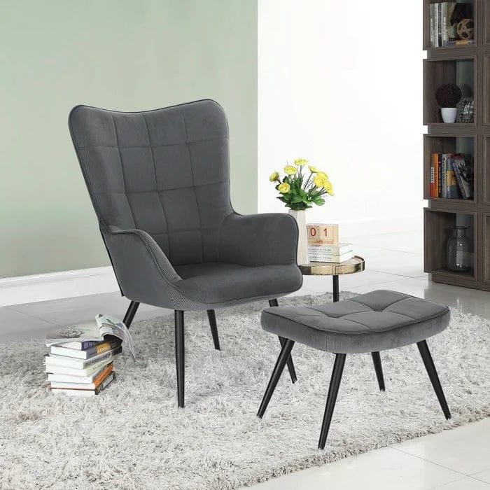 Penzance wing chair with footstool - Ouch Cart