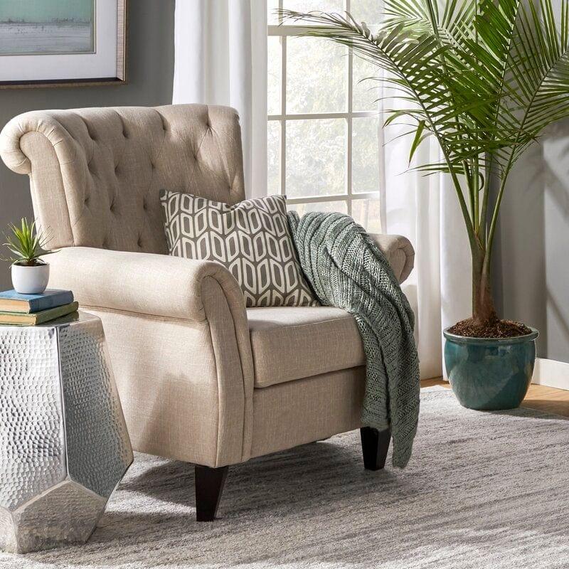 Wide Tufted Armchair Full Back Lounge Chair for Living Room/Home/Offices - Ouch Cart
