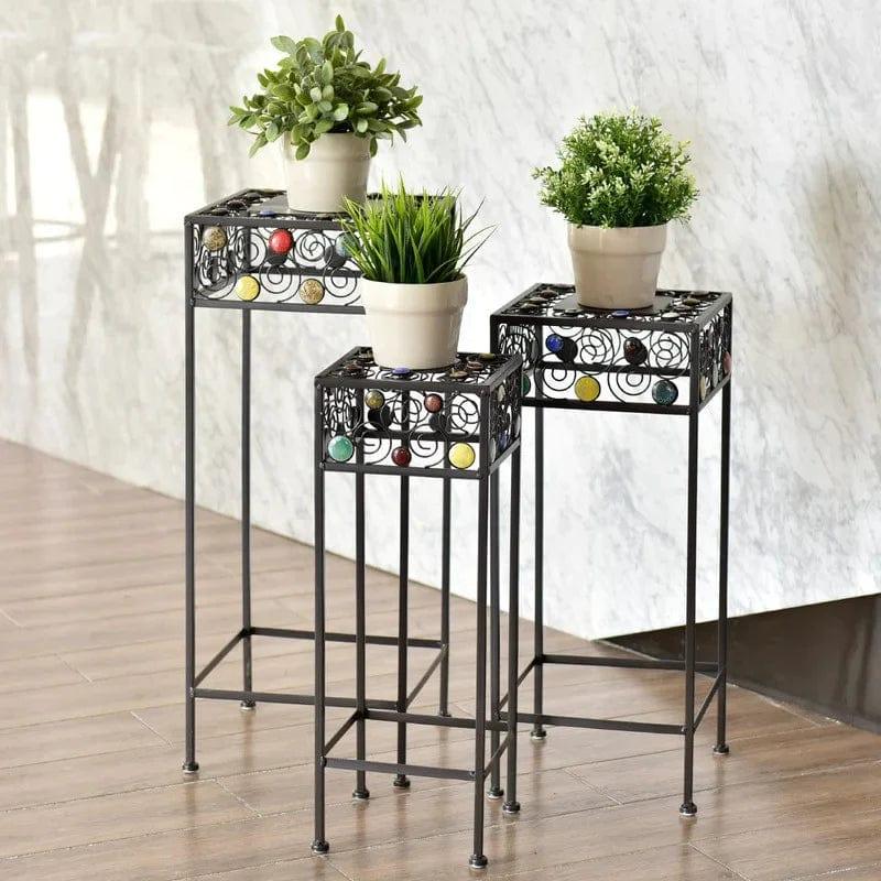 Plant Stand: 3 Pieces Square Decor Metal Plant Stand - Ouch Cart