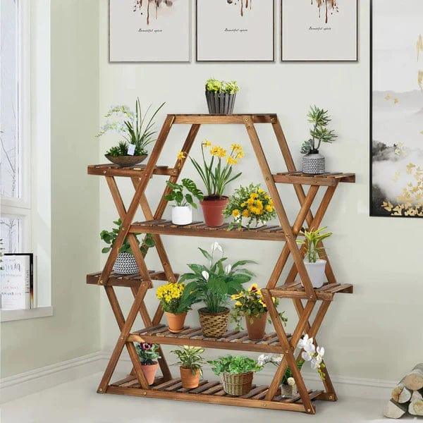 Plant Stand: Wood Square Etagere Plant Stand - Ouch Cart