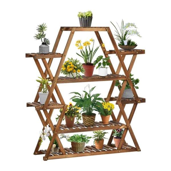 Plant Stand: Wood Square Etagere Plant Stand - Ouch Cart