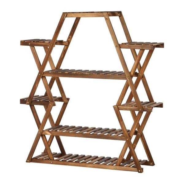 Plant Stand: Wood Square Etagere Plant Stand - Ouch Cart