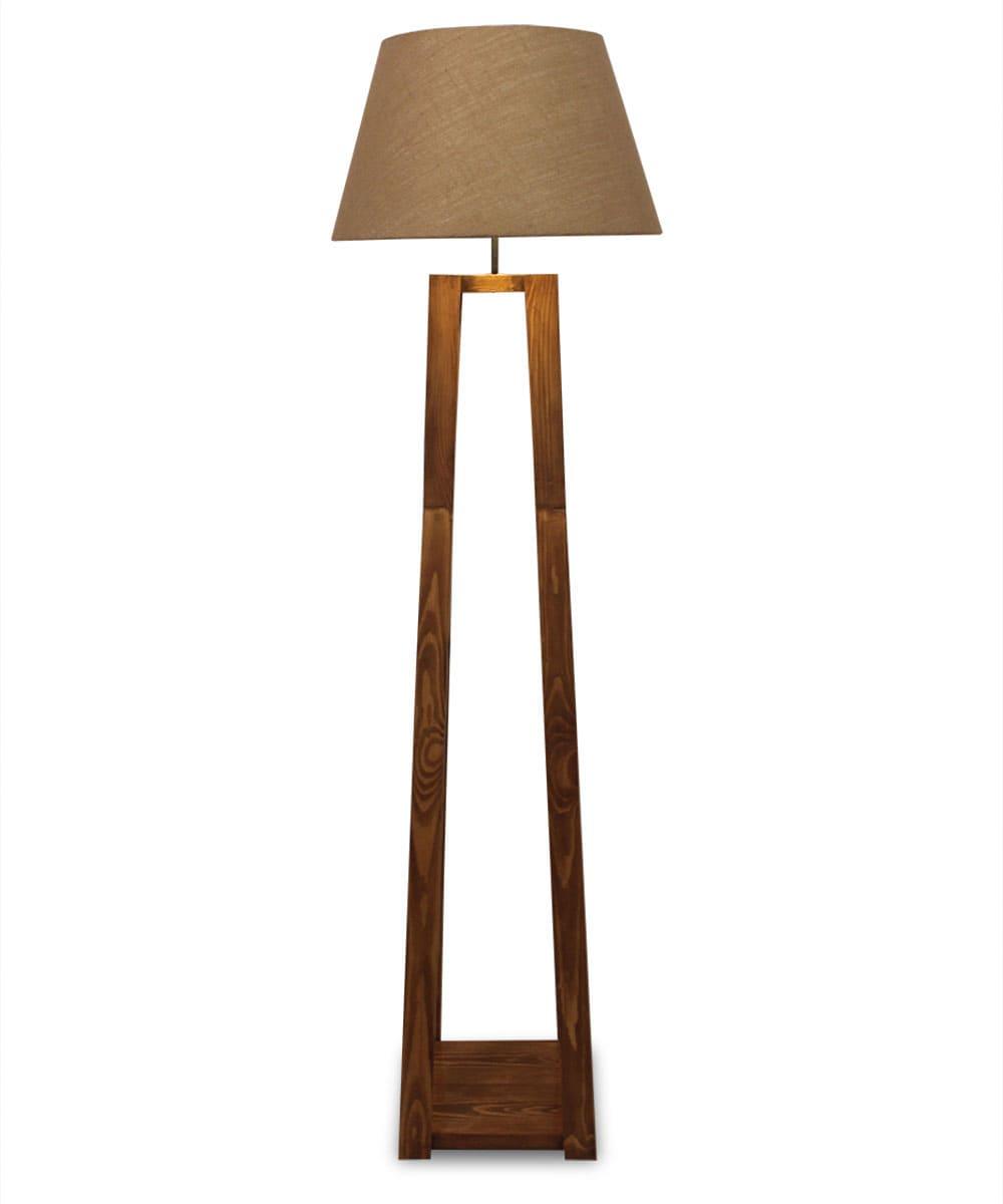 Monica Wooden Floor Lamp with Premium Brwon Fabric Lampshade - Ouch Cart