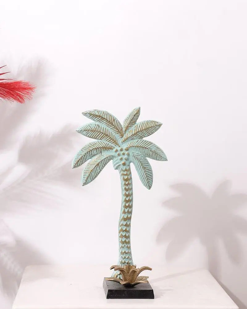 Metal Sea Green Color Coconut Tree Table Top showpiece For Home Decoration, Living Room & Table Top Showpiece - Ouch Cart