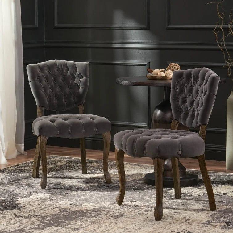Richard Tufted Velvet Parsons Chair (Set of 2) - Ouch Cart