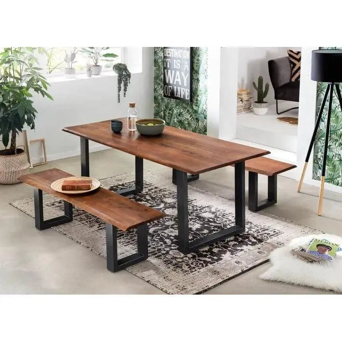 Ryegate Dining Table Set 4 Person ( 1 Table 2 Bench ) - Ouch Cart
