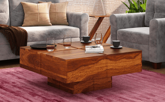 Sheesham Wood Coffee table Walnut Finishing - Ouch Cart