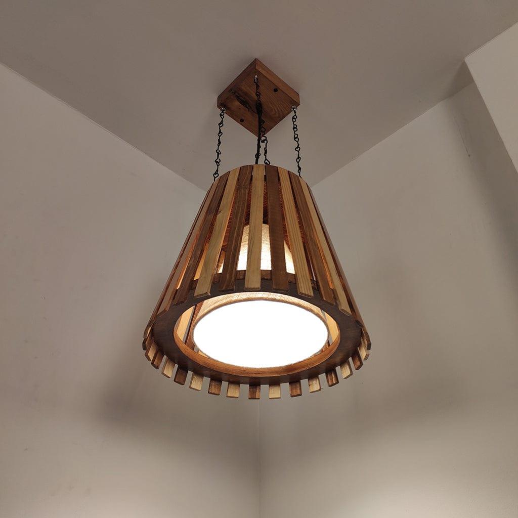Soyuz Beige & Brown Wooden Single Hanging Lamp - Ouch Cart
