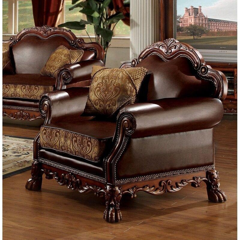 Wooden Handcarved Teak Wood Sofa Wide Armchair - Ouch Cart