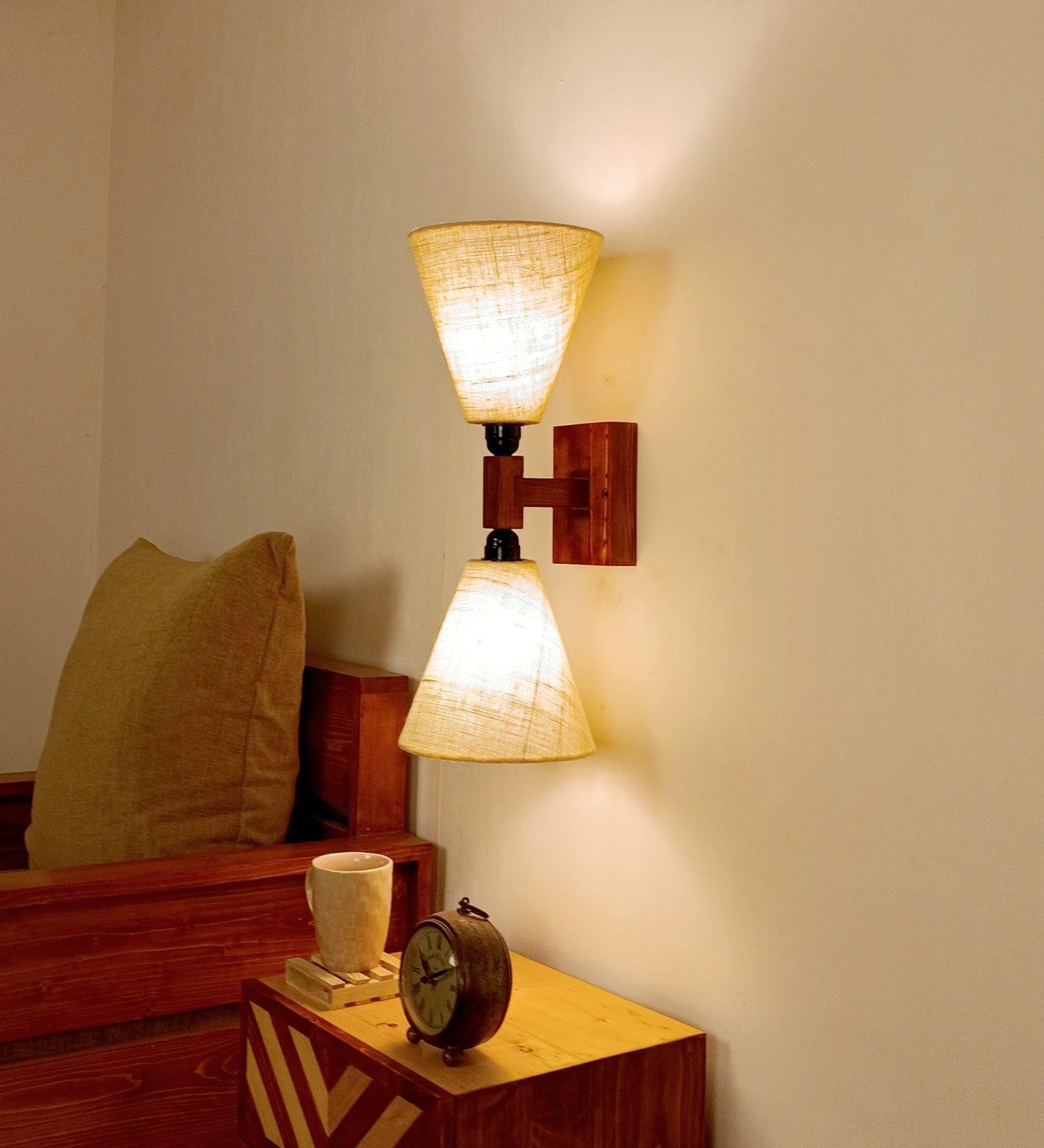Terzo Duo Brown Wooden Wall Light (BULB NOT INCLUDED) - Ouch Cart