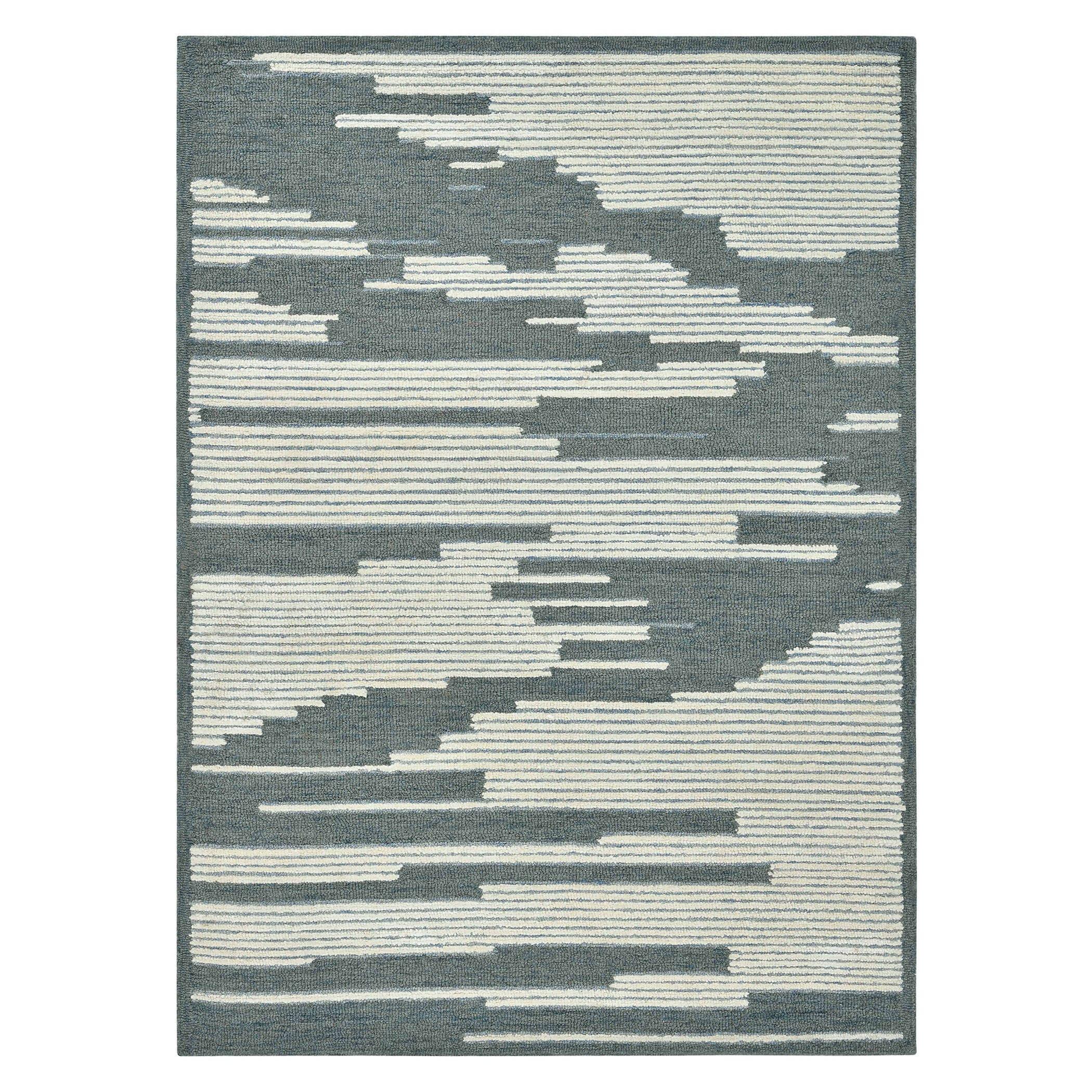 Blue Wool Chicago 5x8 Feet Hand-Tufted Carpet Rug - Ouch Cart