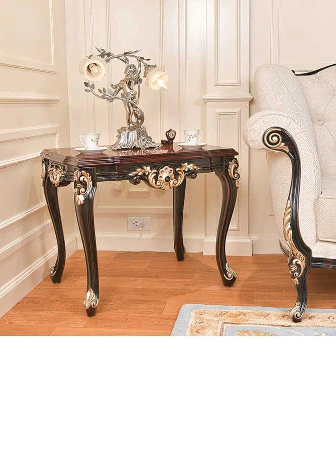 Carved Consoled Side Table in Finished Teak Wood - Ouch Cart