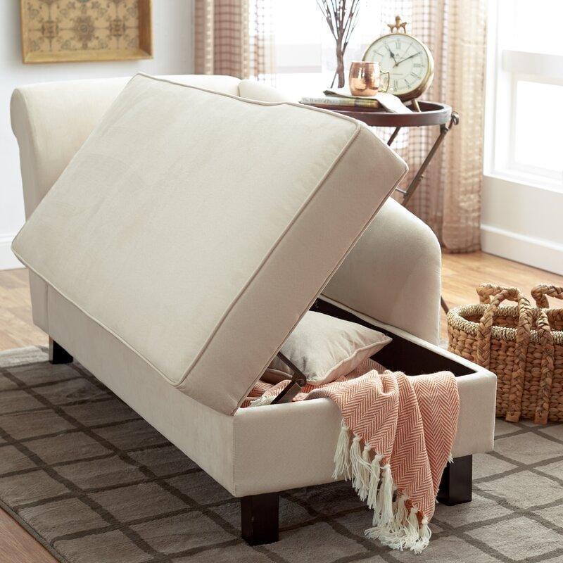 One Left-Arm Chaise Recessed Arms Chaise Lounge with Storage - Ouch Cart