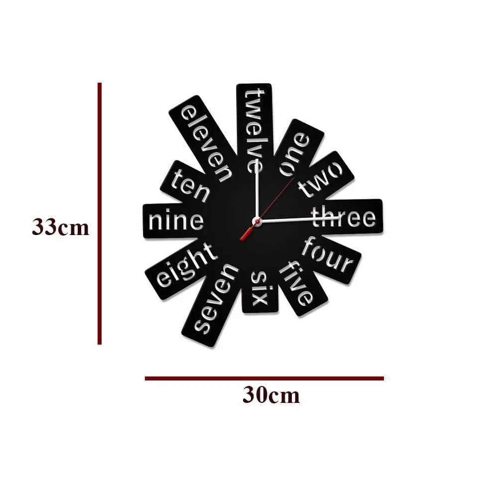 Fancy Wooden Numbers Shape Wall Clock - Ouch Cart