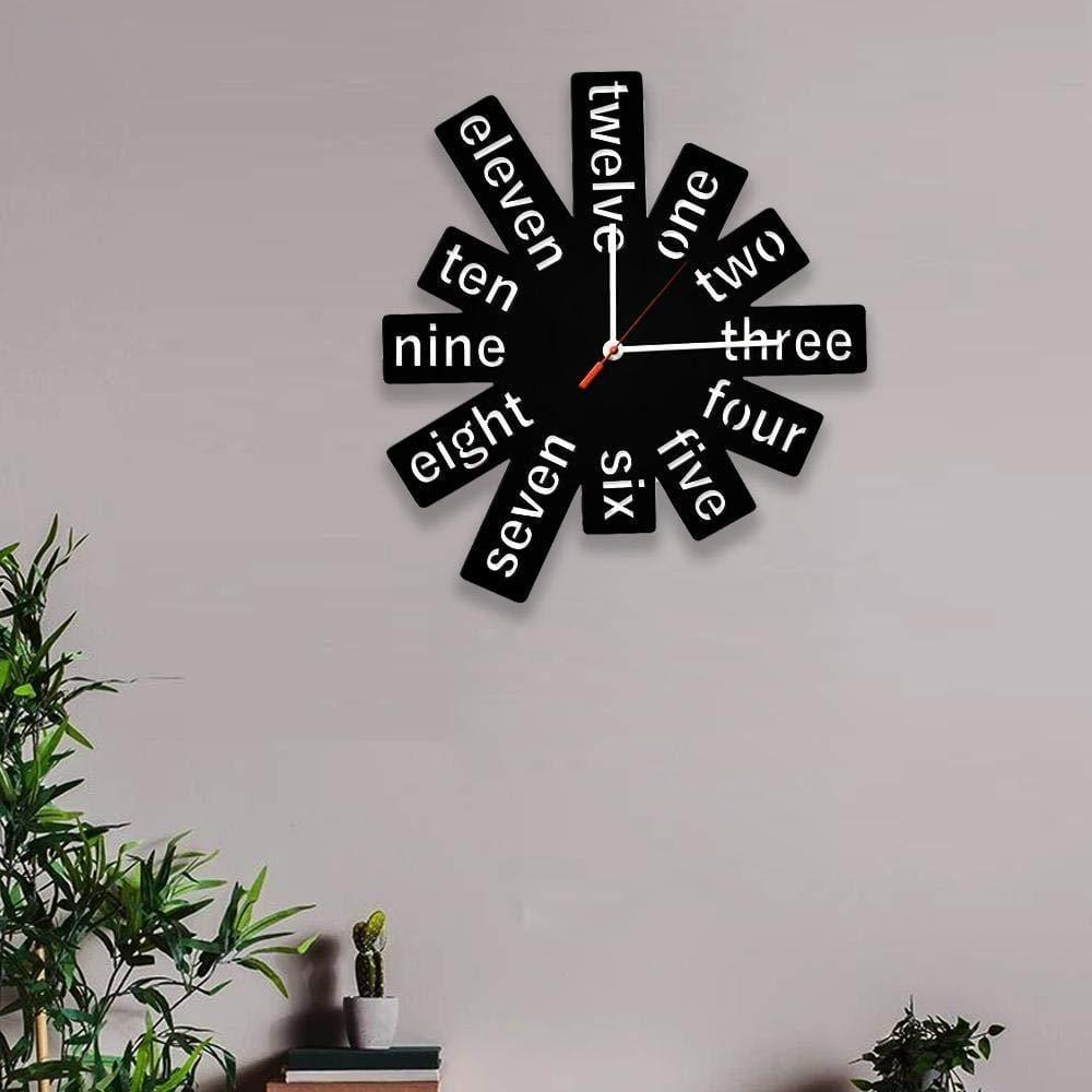 Fancy Wooden Numbers Shape Wall Clock - Ouch Cart