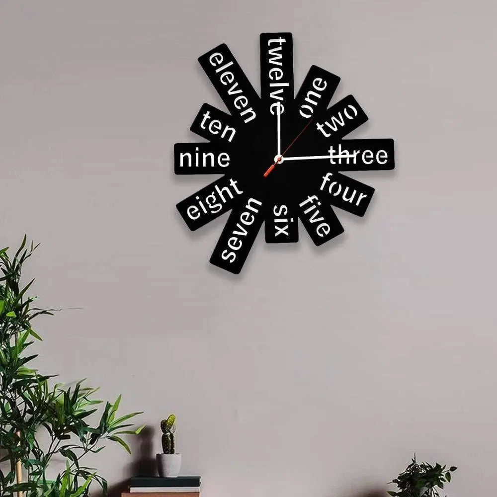 Fancy Wooden Numbers Shape Wall Clock - Ouch Cart