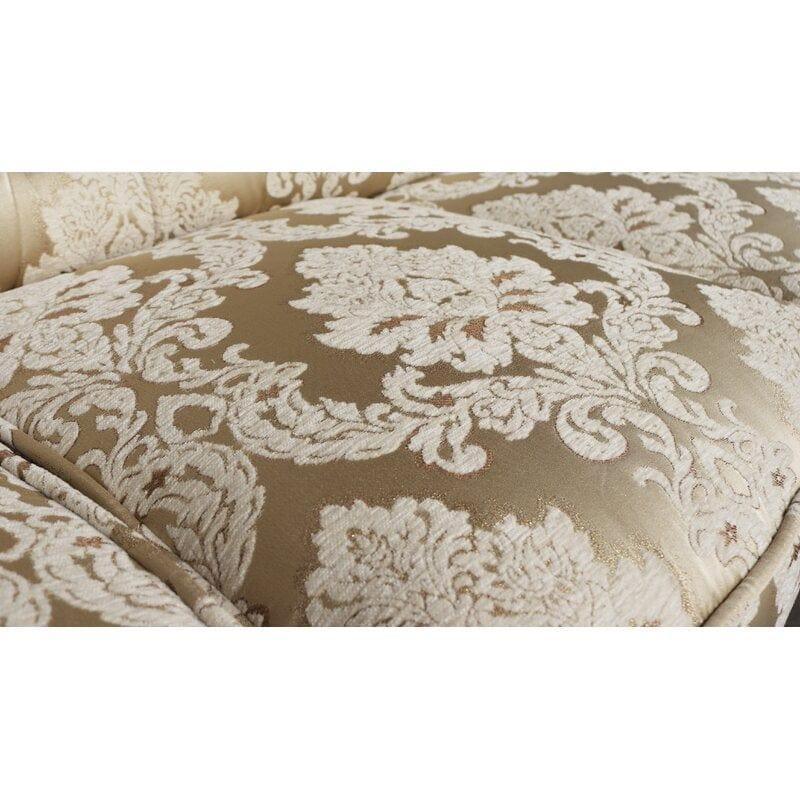 Waleska 3 Piece Gold And White Embossed Fabric Standard Living Room Set - Ouch Cart