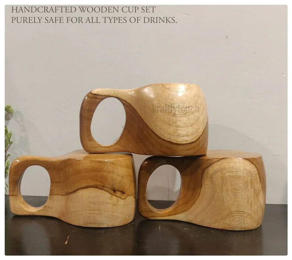 PREMIUM CUPS || TEAK WOOD || ( SET OF 3 ) - Ouch Cart
