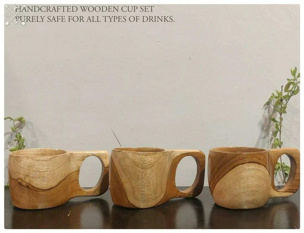PREMIUM CUPS || TEAK WOOD || ( SET OF 3 ) - Ouch Cart