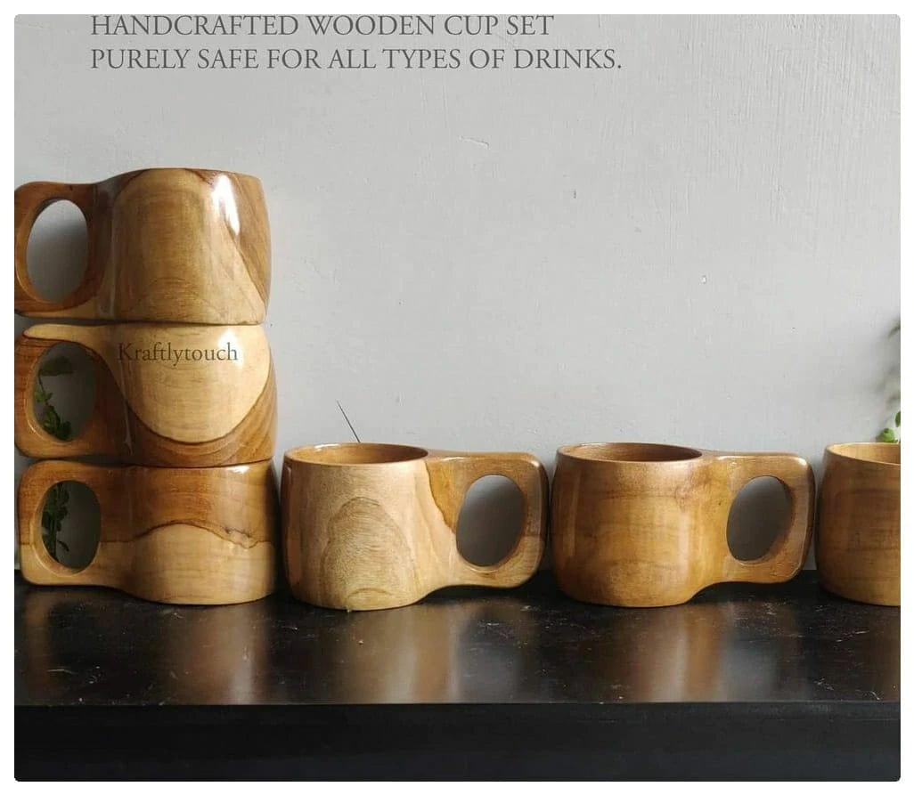 WOODENIBIS PREMIUM CUPS || TEAK WOOD || ( SET OF 6 ) - Ouch Cart