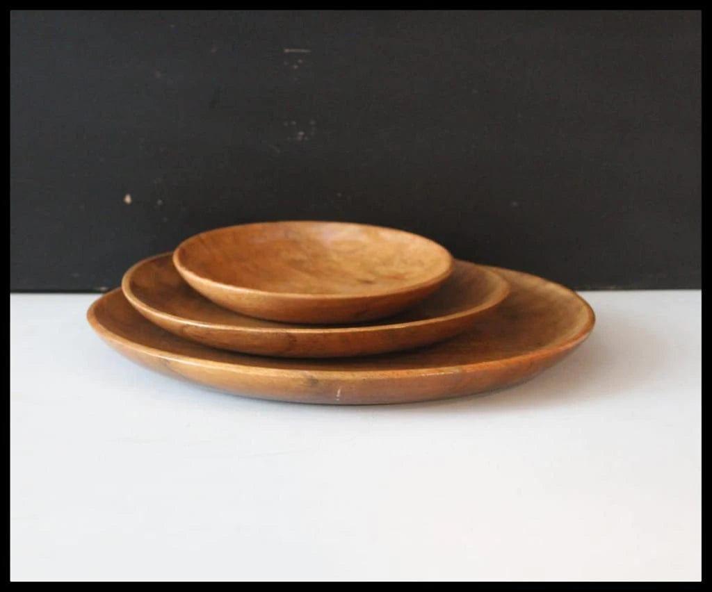 WOODEN ROUND PLATE SET OF 3|| FOOD GRADE - Ouch Cart