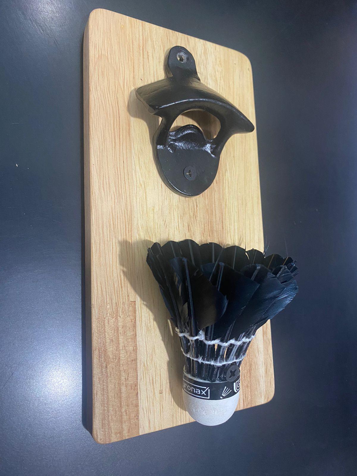 Solid Cool Shuttlecock Wall Mounted Wooden Bottle Opener ( With Complementary Coaster ) By Miza - Ouch Cart