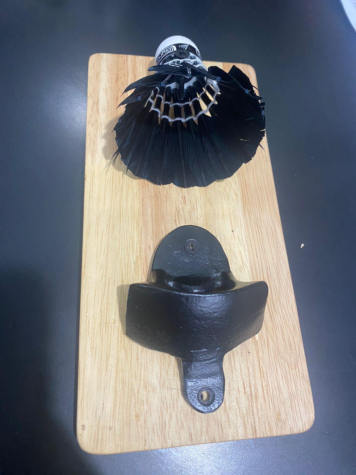 Solid Cool Shuttlecock Wall Mounted Wooden Bottle Opener ( With Complementary Coaster ) By Miza - Ouch Cart
