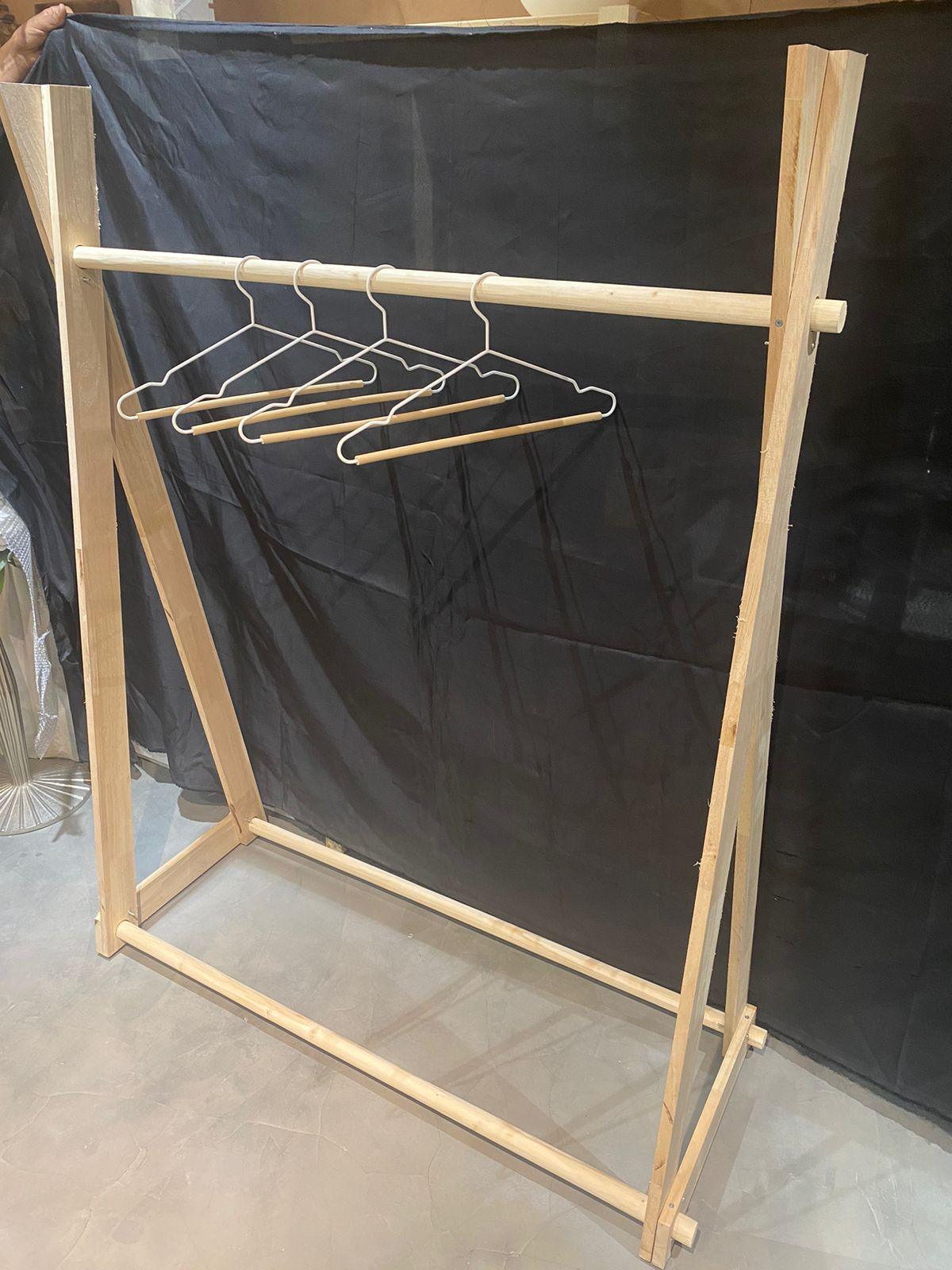 Stylish Garment Cloth Rack Floor Stand in Polished Wood 1Pc By Miza - Ouch Cart