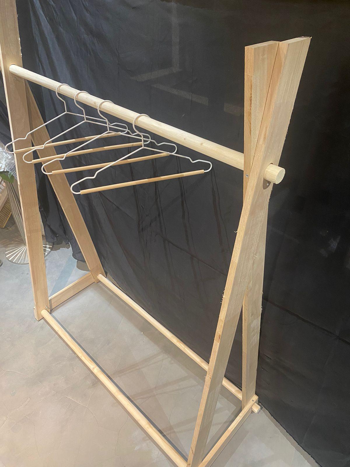 Stylish Garment Cloth Rack Floor Stand in Polished Wood 1Pc By Miza - Ouch Cart