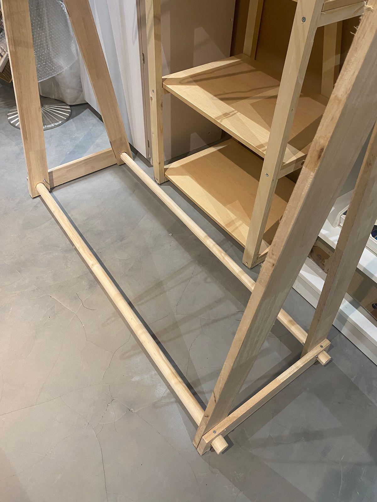 Stylish Garment Cloth Rack Floor Stand in Polished Wood 1Pc By Miza - Ouch Cart