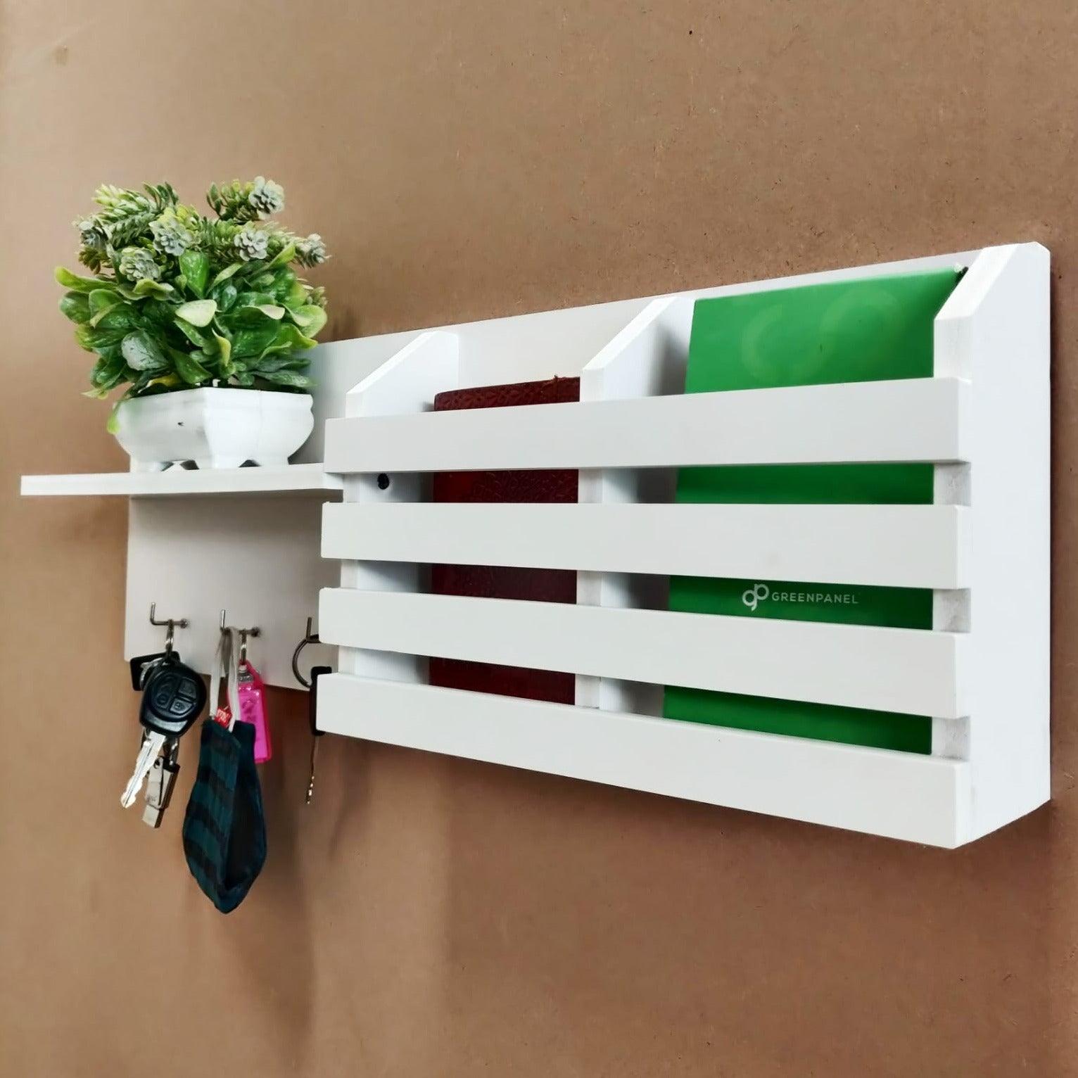 White Utility Shelf In PVC with Pocket and Hanging Hooks By Miza - Ouch Cart