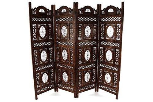 Wood Room Divider Partitions for Living Room 4 Panels Room Separators Screen Panels Wooden Partition Room Dividers for Home & Kitchen Office - Ouch Cart