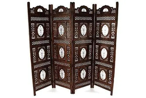 Wood Room Divider Partitions for Living Room 4 Panels Room Separators Screen Panels Wooden Partition Room Dividers for Home & Kitchen Office - Ouch Cart