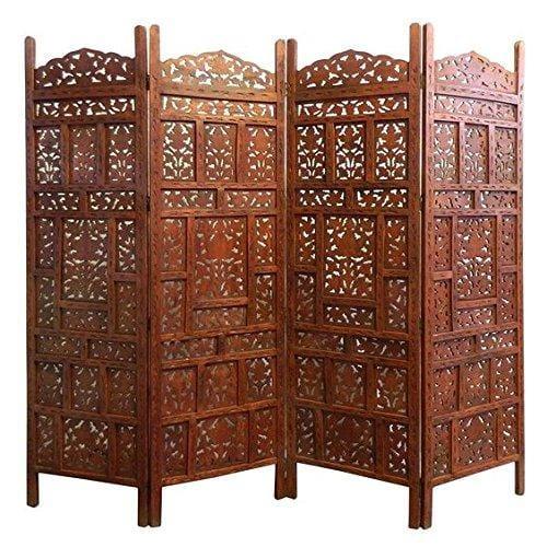 Wooden Room Divider Wooden Separator partition for Living Room partition Screen Room Divider Consists of 4 Panels to be Placed in Zig-Zag Position - Ouch Cart