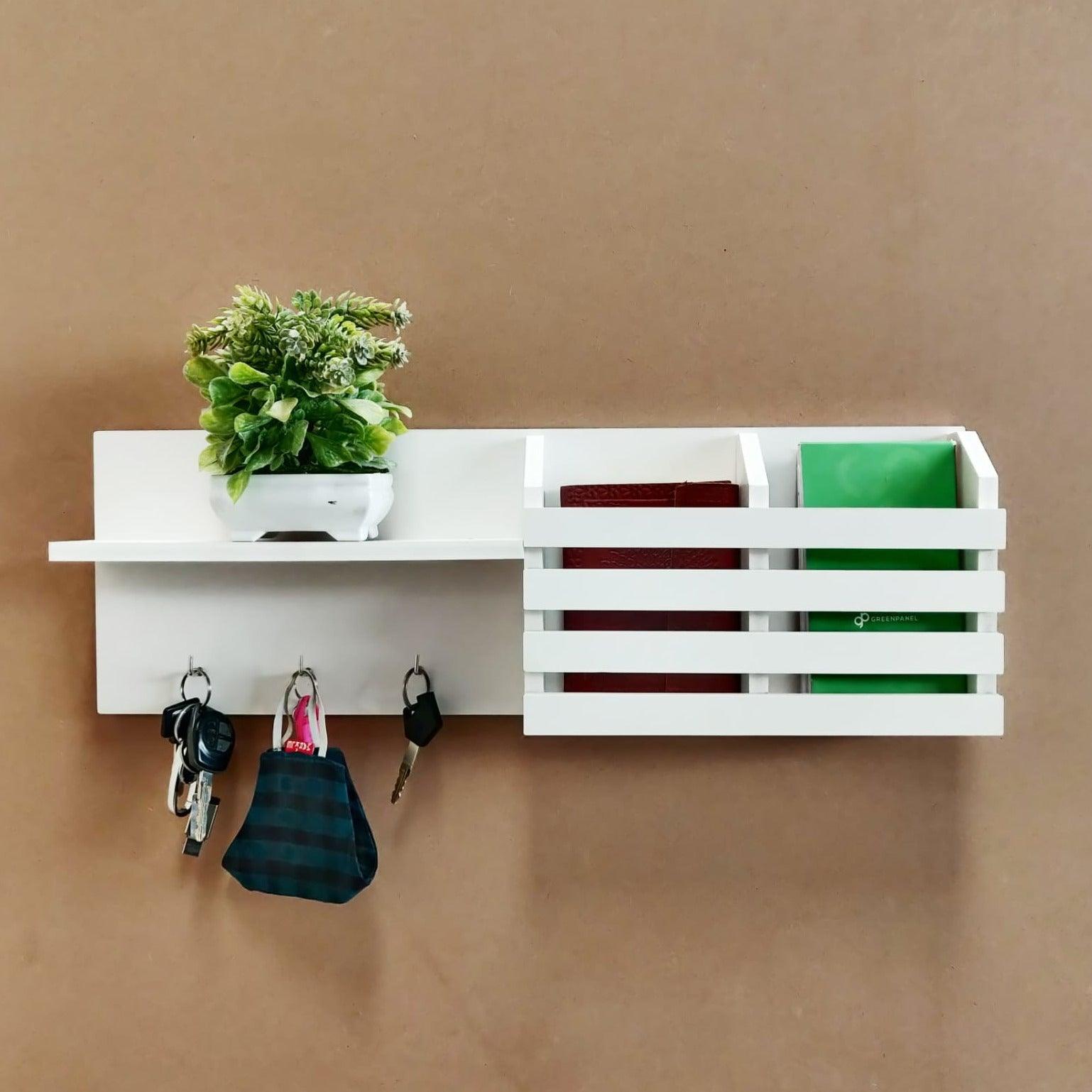 White Utility Shelf In PVC with Pocket and Hanging Hooks By Miza - Ouch Cart