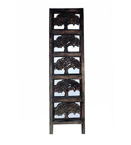 Solid Wood 4 Panel Room Wooden Partition (Brown) for Living Room - Ouch Cart