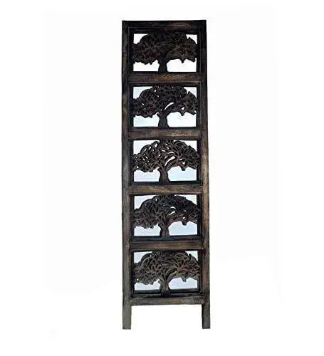 Solid Wood 4 Panel Room Wooden Partition (Brown) for Living Room - Ouch Cart