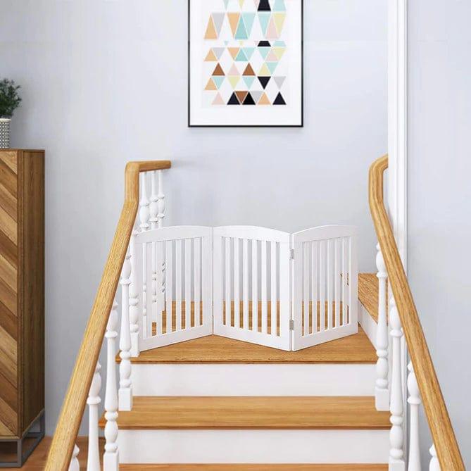 Wooden Portable Safety Pet Fence Gate Partition For Kids (White) - Ouch Cart