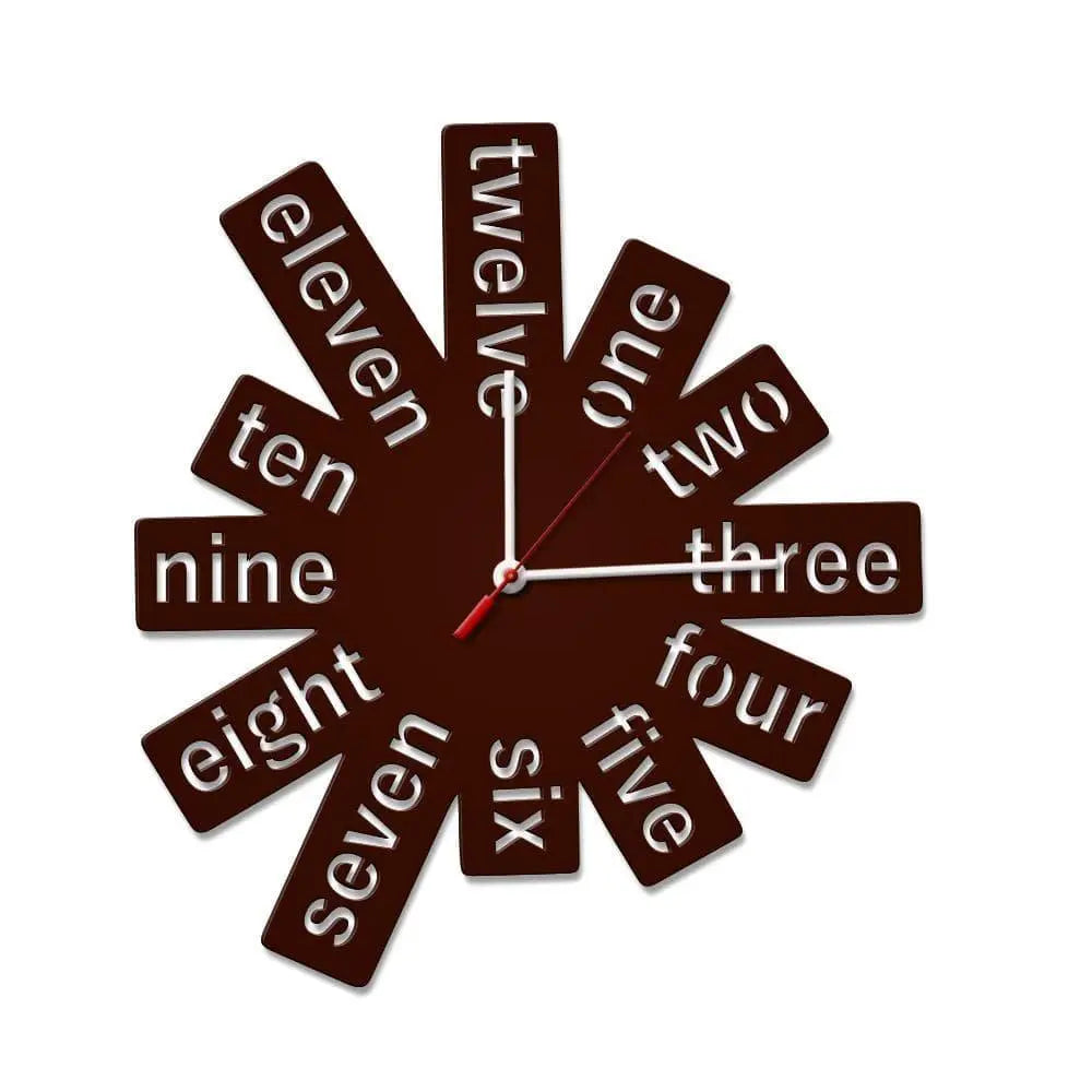 Fancy Wooden Numbers Shape Wall Clock - Ouch Cart