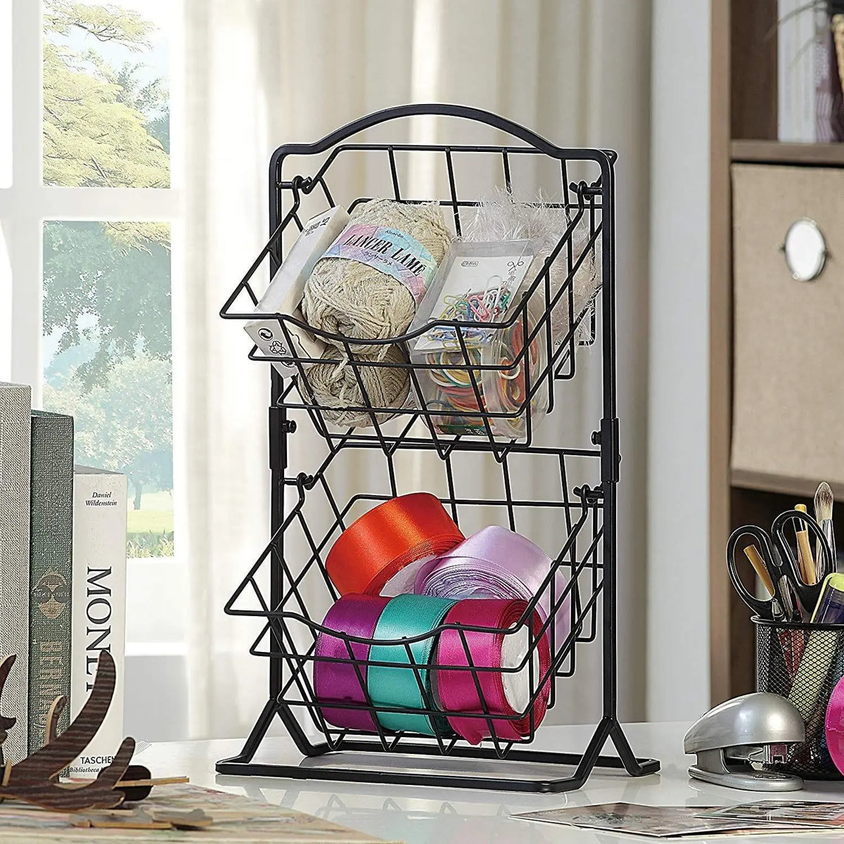 Iron Storage Basket with 2 Tiers - Ouch Cart