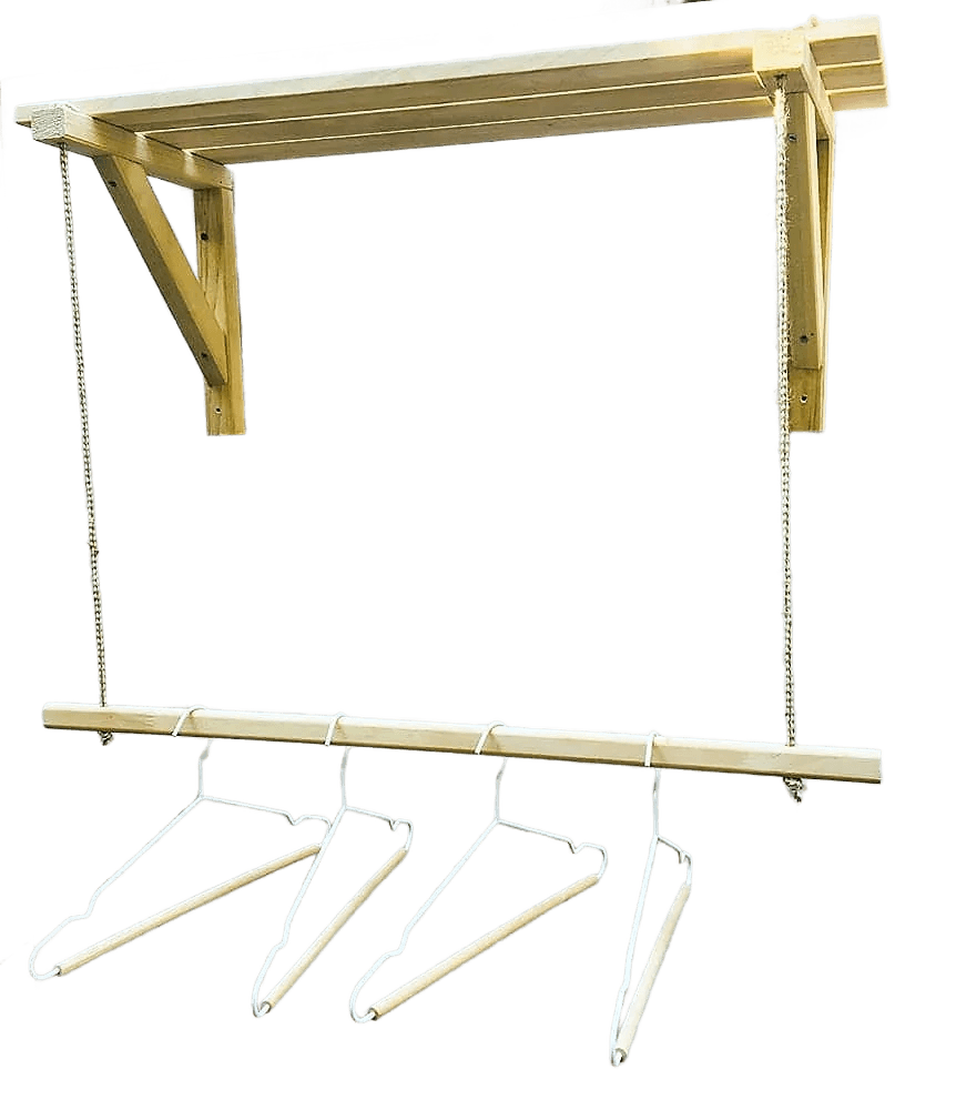 Wooden Bracket Shelf With Hanging Rope/Timber Clothes Rack ( With Complementary Coaster ) By Miza - Ouch Cart