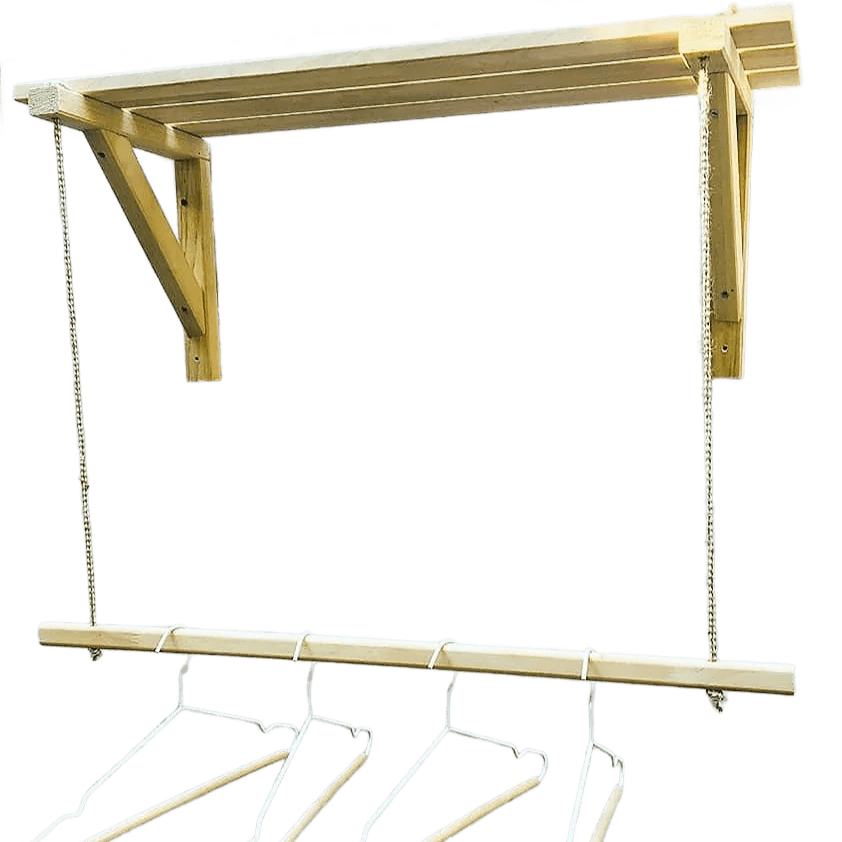Wooden Bracket Shelf With Hanging Rope/Timber Clothes Rack ( With Complementary Coaster ) By Miza - Ouch Cart